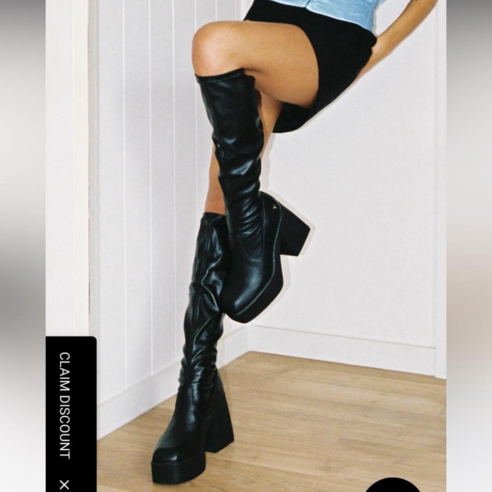 Princess Polly - Windsor Smith Bad Girls Black Stretch Sock Boots Size 6